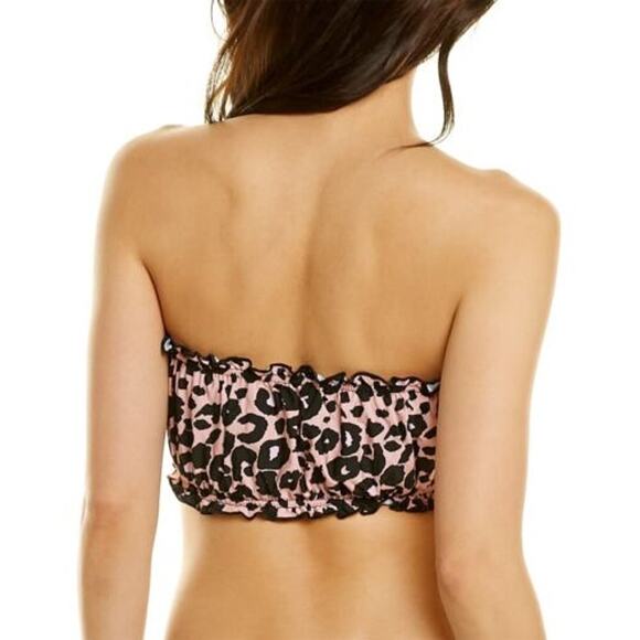New Anthropologie PQ Remi Leopard Ruched Bandeau Bikini Top + Tie Bottoms Set - Picture 5 of 6